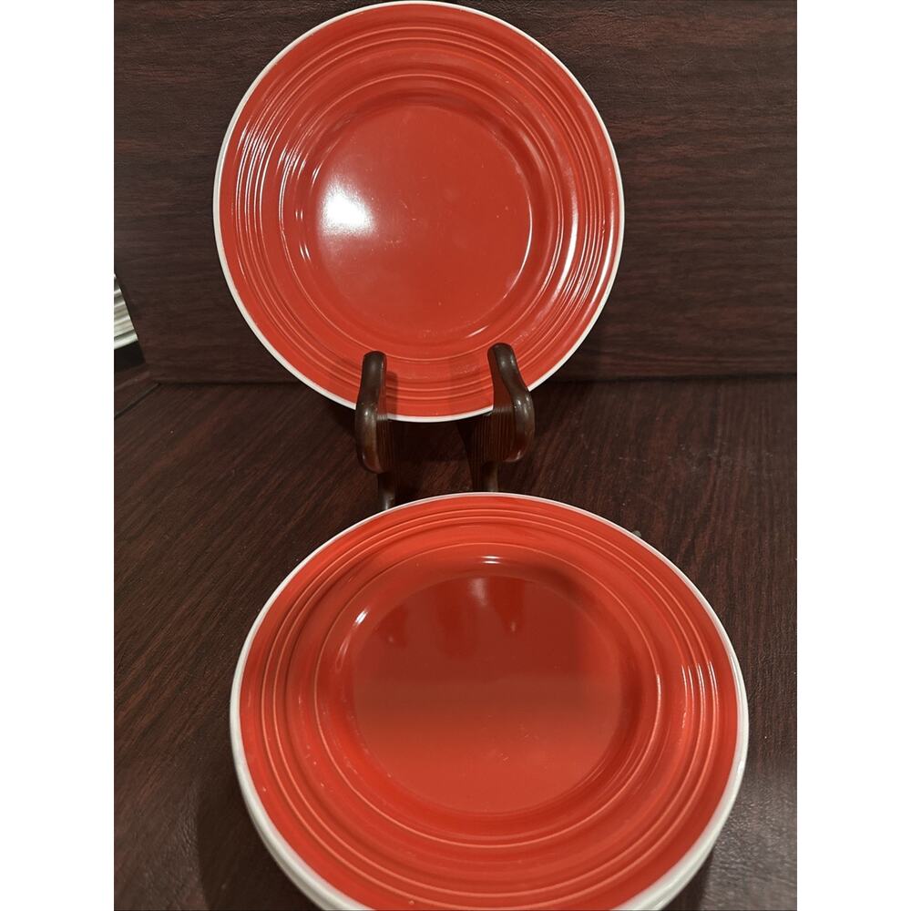American Atelier Splash Red Dessert Plates Set Of 3 (563)